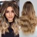 Ombre Brown to Blonde Lace front Wig for Women BLONDE UNICORN Long Wavy wig Middle Part Synthetic Hair Wig Natural Wigs