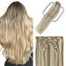 UGOTRAYS Clip in Hair Extensions 15 Inch 70g Ash Blonde Mixed Bleach Blonde Hair Extensions Clip in Hair Extensions Real Human Hair Double Weft Straight 7pcs 18p613 15 Inch 18p613 Mixed Bleach Blonde