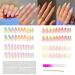 4 Packs (96 Pcs) Press on Nails Medium Almond Design MMonesu Fake Nails Glue on Nails Set with Adhesive Tabs Nail File for Women Cream Almond 01