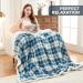 Inhand Sherpa Throw Blanket Navy Blue 60 x 80 - Warm Cozy Plaid Throw Blanket for Couch Bed Sofa - Reversible Fluffy Plush Fleece Blanket for Adults - Buy Online on GoSupps.com