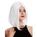 WIG ME UP YZF-4370-1001 Women's Short Shoulder Length Long Bob Wig - Middle Parting Straight White Cosplay Wig | International Shipping - Buy Online on GoSupps.com