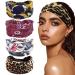 4 pieces of headband women elastic wide fashion hair band hair jewelry soft boho hair bands leopard print hair bands for women (colored flowers)