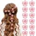 12 pieces flowers hair clips mini flower coat trendy flower hair clip cute trendy flower hair clip slipproof plastic hair clip for Valentine's day party wedding beach party pool pink