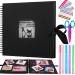 12x12 Inch Scrapbook Photo Album Wedding Guest book with 216 Photo Corners and other accessories Perfect for Gifts or Yourself 60 Pages - Black
