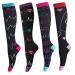 Compression Socks for Women & Men Medical Circulation 15-25 mmHg Best for Nurses Youth Nursing Running Travel(4 Pairs) Polyline L-XL