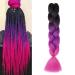 Gairyan jumbo braids extensions braiding art hair 1 piece 100g braiding hair 60cm ombre synthetic braids afro hair for box crochet braids (black & purple & rose red)