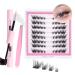 DIY Lash Extension Kit with Lash Bond and Seal Eyelashes Applicator Tweezers Natural Wispy Manga Cluster Lashes Extension Fox Eye Mixed Lengths 64 Clusters Individual Lash Pack by Mavphnee 16A