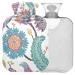 NAANLE hot hot water bottle with reference ethno paisley bird transparent hot water bottle heat bottle for back pain relief handfoot warmer neck warmth and cold therapy 1l