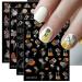 JMEOWIO 3D Embossed Flower Nail Art Stickers Decals Self-Adhesive 5D Colorful Floral Line Nail Supplies Nail Art Design Decoration Accessories 4 Sheets