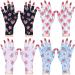 Panitay 4 Pairs UV Gloves for Nails Floral Gel Manicures Glove Protective Nail Art Fingerless Gloves for Women UV Protection Skin Care UV Lamp Gloves for Hand Protection