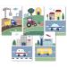 Pictaloo 5 Set sweet vehicle pictures - great children's room decoration for boys - children's pictures and baby poster - DIN A4 murals without picture frames - pictures baby room (5er set)
