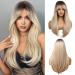 Esmee 24 inches long straight blond wig with pony side parting Natural synthetic hair ombre wigs for women with dark roots for the daily party cosplay wear blonde c