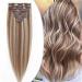 Clip in extensions real hair 55cm human hair extensions real remy real hair extensions clip in 8 tresse 18 clips hair extension 85g #12/613 light brown/light light blonde
