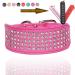 Elegel dog collar leather wide large small medium-sized dogs black red pink pink with rhinestone and anti-lost mobile phone numbers trailer xs pink red