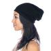 Grace Eleyae GE Women's Satin Lined Sleep Cap Slap Silky Beanie Soft Smooth & Stylish Hair Care Hat Black