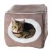 Cat House Collection - Indoor Bed with Removable Foam Cushion - Cat Cave for Puppies, Rabbits, Guinea Pigs, and Other Small Animals by PETMAKER (Dark Brown) Light Brown