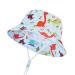 LANGZHEN Beach Sun Protection Hat for Baby Girls Adjustable Toddler Kids Hat Wide Brim Summer Play Hat with Chin Strap Colorful dinosaurs 6-12 Months