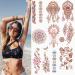 Aresvns Henna Tattoo for Women  8 Sheets Henna Sticker Kit  Indian Waterproof Boho Temporary Tattoo Long-lasting for Beach  Festival  Parties Christmas Gift