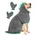 Dog waddle ranger quickly drying bath towel made of microfiber BiBykivn adjustable dog towel with Velcro fastener absorbent dog bathrobe with hat for large medium dog (gray green l) gray green