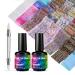 BURANO Nail Foil Glue Gel, 15ML 2 Bottles with 100PCS Foil Sticker Nails Foils Adhesive and Rubber Nail Push Pen for Designer Transfer Gel Polish