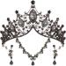 3 Pieces Baroque Queen Crown Set, Tiara Earrings Necklace Crystal Headband Tiaras and Crowns for Women Bridal Wedding Jewelry Halloween Prom Birthday Party Hair Costume Accessories (Black)