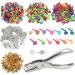 400 Pcs Mini Brad Paper Brads Fastener, Multicolor Metal Brad Split Pins Pastel, Round Fasteners with 400pcs Silver Washers and Hole Punch, Small Paper Fasteners for Crafts/Scrapbooking DIY Supplies
