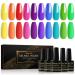 Shining she neon uv nail polish set 10 colors red pink orange yellow blue purple green blue shellac nail polish soac off uv gel nail polish summer rainbow nail art gifts for girls 8ml