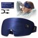 Silk Cordless Heated Eye Mask for Dry Eyes Warm Eye Compress Moist Heat Eye Heating Pad for Dry Eyes Electric Eye Mask for Stye Treatment Silk Sleep Mask for Travel Washable Rechargeable Blue Navy Blue
