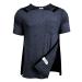 Deyeek Men's Post Shoulder Surgery Shirts Recovery Tear Away Short Sleeve Full Open Side Snap Access Chemo Clothing Navy Blue XX-Large