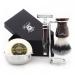 Haryali London Men's Shaving Set with Double Edge Safety Razor with White Badger Hair Stand Bowl and Soap