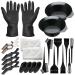 Beayuer 24 Pcs Hair Dye Coloring Kit Hair Tinting Bowl Dye Brush Ear Cover Shawl Gloves Hair Clip for Hair Tint Dying Coloring Hair Dryers Hair Dye Tools Set (24 Pcs Black) 24 Pcs Black