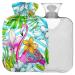 Naanle hot hot water bottle with cover hawaii flamingo transparent hot water bottle 2l large hot hot water bottle for pain relief back hand feet heat heat and cold therapy