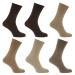 Mens Stay Up Non Elastic Diabetic Socks (Pack Of 6) US 7-12 Shades of Brown