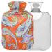 NAANLE hot hot water bottle with orange flower paisley transparent hot water bottle 2l large hot hot water bottle for menstrual cramps pain relief handfoots heat and cold therapy