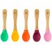 bamboo bamboo Baby Weaning Spoons Set of 5 | Bamboo with Soft Silicone Tips | Ergonomic Easy Grip Handles | BPA-Free (Set of 5) Without Blue