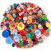 Greentime 1500 pcs Round Resin Buttons Mixed Color Assorted Sizes for Crafts Sewing DIY Manual Button Painting DIY Handmade Ornament Buttons, 2 Holes and 4 Holes