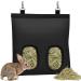 Voarge Rabbit Hay Feeder Bag Hanging Feeder Sack Nylon Hanging Hay Pouch Holder Rack Manger Dispenser Feeding Sack Suitable for Guinea Pigs/Chinchillas/Hamsters/Small Hay-eating Pets (Black)