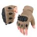 Mossy Oak Fingerless Tactical Gloves, Combat Gloves with Hard Knuckle for Outdoor Sports Training Shooting Airsoft Paintball Army Hunting Motorcycling Cycling Tan Large