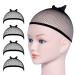 URAQT Wig Caps 4 Pcs Stretchy Nylon Stocking Wig Cap Ultra Thin Unisex Wig Cap to Hold Wig in Place for Women Men Breathable Wig Net Cap for Long Short Hair Black