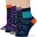 Women's Cotton Diabetic Quarter Patterned Socks - 4 Pack Large Seamless Polka Dot Heart Sock Size 10-12 Shoe Size 8-12 L Dark Navy Purple Grey Blue Orange 8-12 Dark Navy Purple Grey Blue Orange (A63)