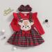 ZZLBUF Toddler Baby Girl Outfits 3Pcs Set | Ribbed Ruffle T-shirt/Romper & Suspender Skirt | Elk Red Plaid | 0-3 Months - Buy Online on GoSupps.com