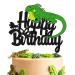 Lizard Cake Topper Lizard Animal Silhouette Happy Birthday Cake Decorations Kids Boy Girl Birthday Party Glitter Black Supplies Decor