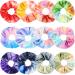 IVARYSS Scrunchies for Girls, 12 Pcs Tie Dye Velvet Scrunchies for Hair, Soft Rainbow Ponytail Holder, Cute Candy Colors Elastic Hair Bands for Teens and Women Rainbow Colors
