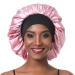 SENGTERM Satin Night Cap Elastic Wide Band Nightcap for Women Long Hair Curly Hair (L Pink) L Pink
