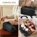 Aucuu Large Capacity PU Leather Travel Cosmetic Bag for Women - Waterproof Makeup Organizer with Handle - Black - Buy Online on GoSupps.com