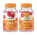 Lifeable Vitamin B12 + Calcium with Vitamin D Gummies Bundle - Great Tasting Vitamin Supplement Gluten Free GMO Free Chewable