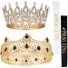 4 Pieces Gold King Crown Tiara Crowns for Men Women Prom Queen and King Satin Sash Rhinestone Crown for Wedding (AB Diamond  5.9 x 2.5 Inch  5 x 2 Inch) 4 Piece Set AB Diamond