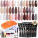Modelones Poly Gel Nail Kit with Nail Lamp 20 Colors Complete Extension Starter Kit Nude Pink Glitter Red with Nail Art Tools Gifts for Women