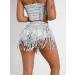 FEOYA Womens Sequins Tassel Festival Dance Sparkly Fringe Skirt - Silver2, X-Large - Buy Online on GoSupps.com