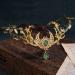 MOSTORY Handmade Emerald Crystal Elven Circlet Golden Fairy Moon Crown Headpiece Woodland Branch Headband for Women Womens Wedding Party Festival Costume Hair Accessory Gold Green - Buy Online on GoSupps.com